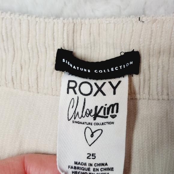 NEW Roxy Surf On Cloud C Pants Corduroy White Tapioca Wide Leg Pants P632 - Picture 8 of 10